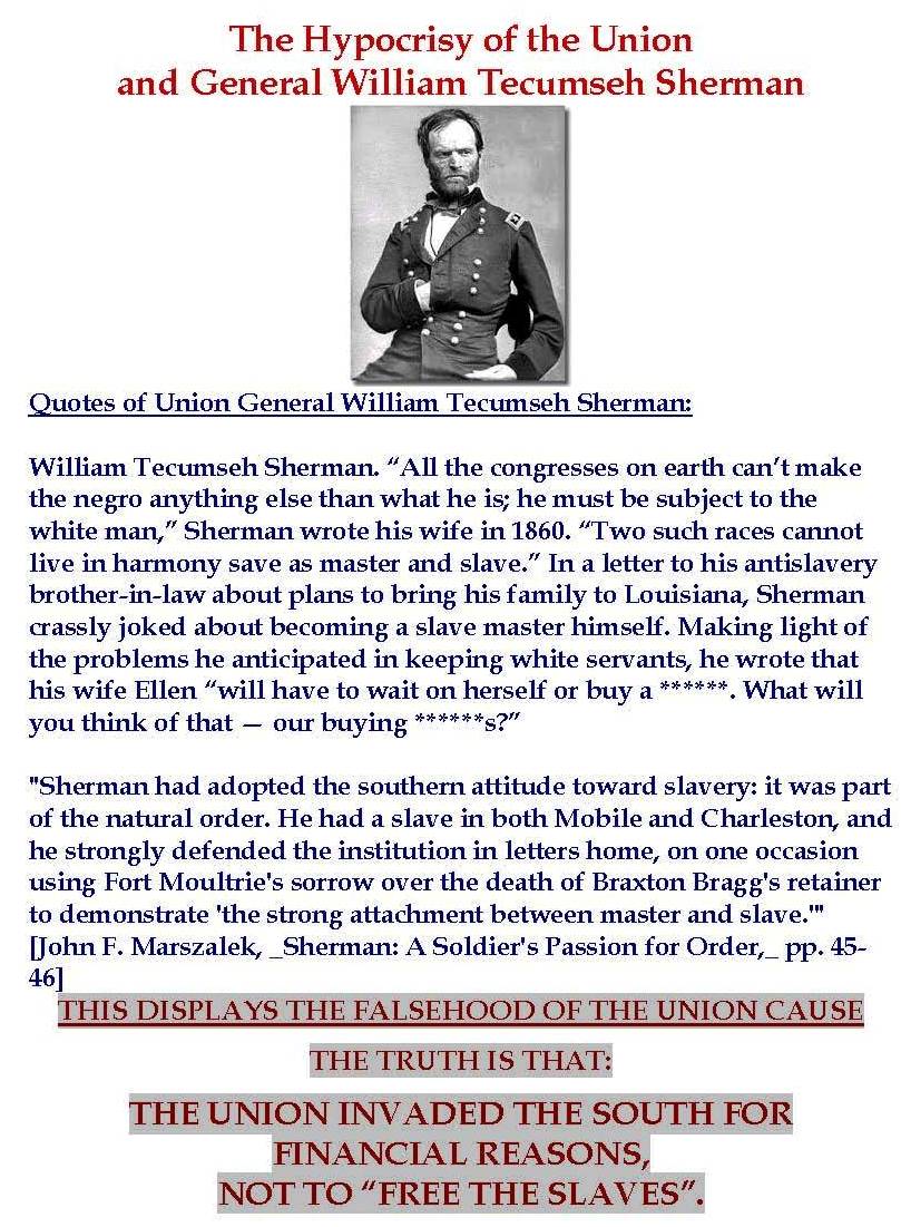 The Hypocrisy of the Union and General William Tecumseh Sherman